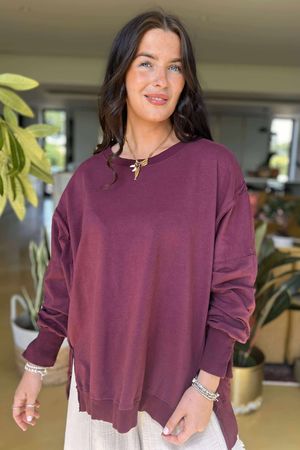 Made in Italy Lagenlook Chill Sweatshirt Beetroot